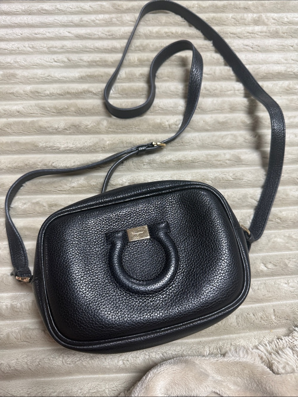 Ferragamo Classic Black Leather Crossbody Bag